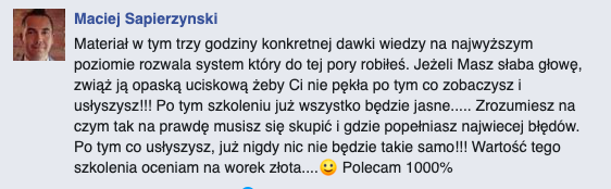 opinia Maciej Sapierzyński