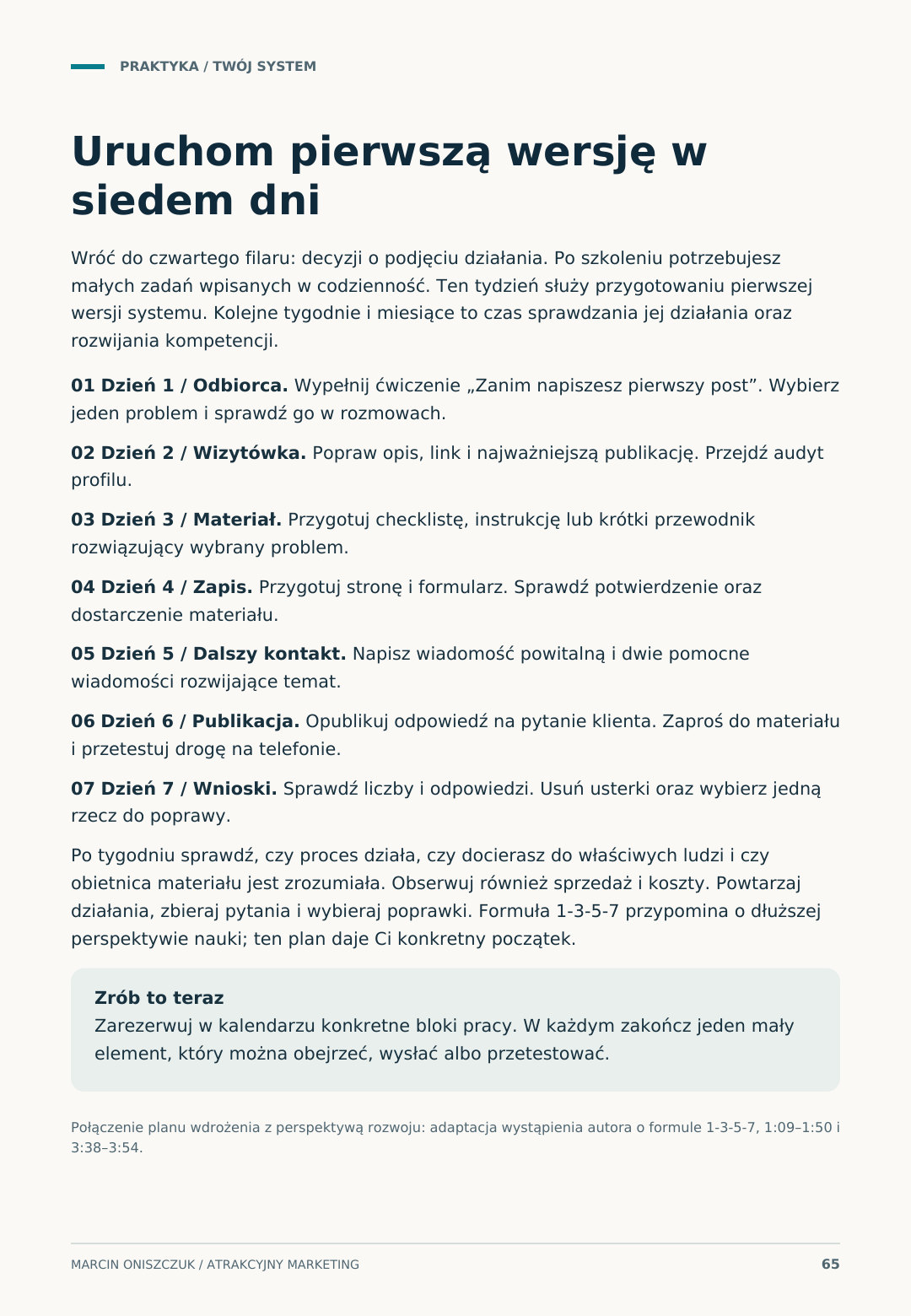 Strona ebooka — plan uruchomienia pierwszej wersji w siedem dni